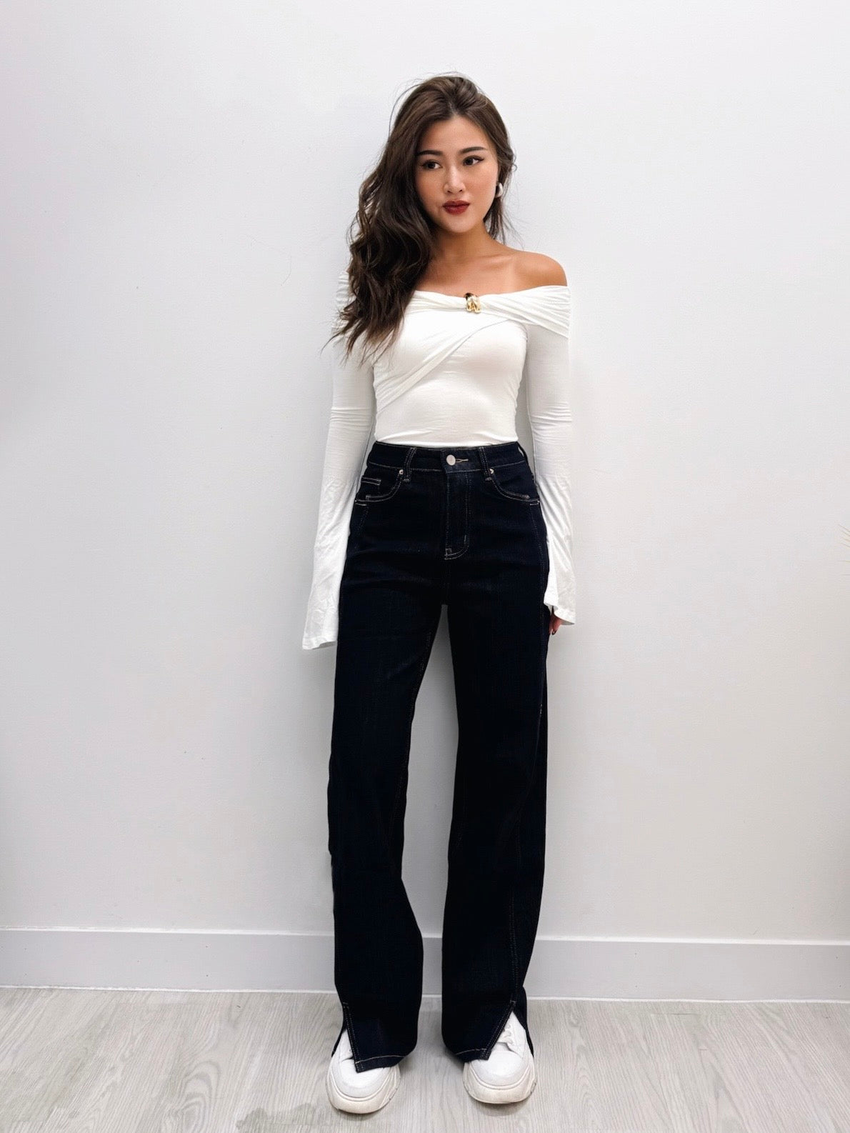 Crush Slit-hem Straight-leg Jeans