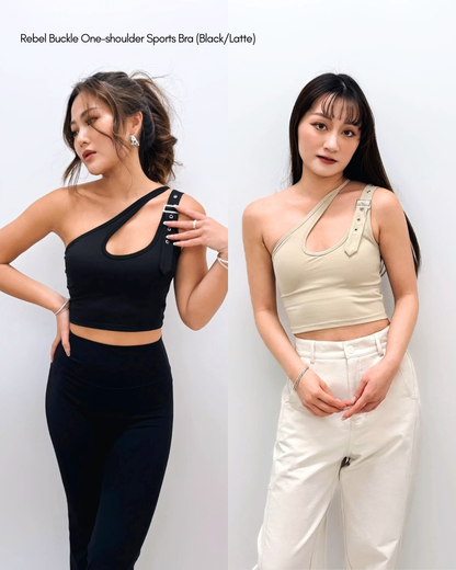 Rebel Buckle One-shoulder Sports Bra