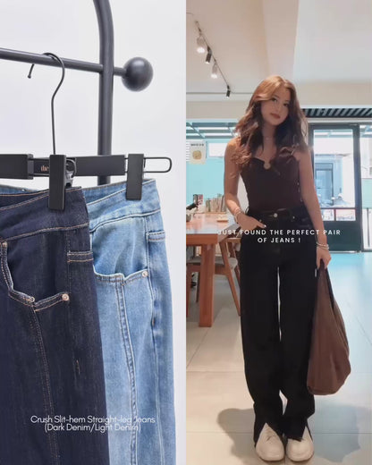Crush Slit-hem Straight-leg Jeans